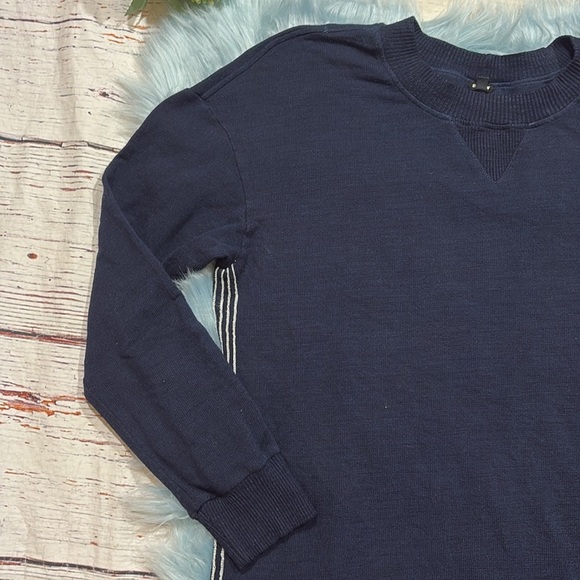 Monrow Supersoft Navy Side Stripe Sweatshirt Dress sz M - Picture 4 of 9